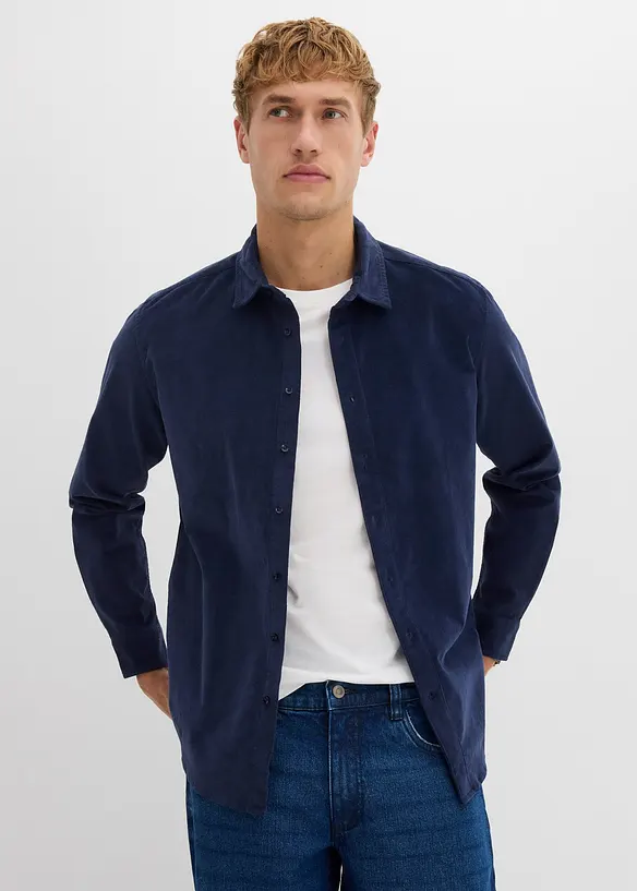 Chemise douce en velours de coton côtelé extensible, bonprix