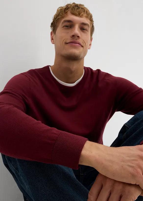 Pull en fine maille avec laine mérinos, bonprix