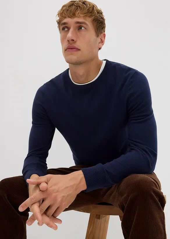 Pull en fine maille avec laine mérinos, bonprix