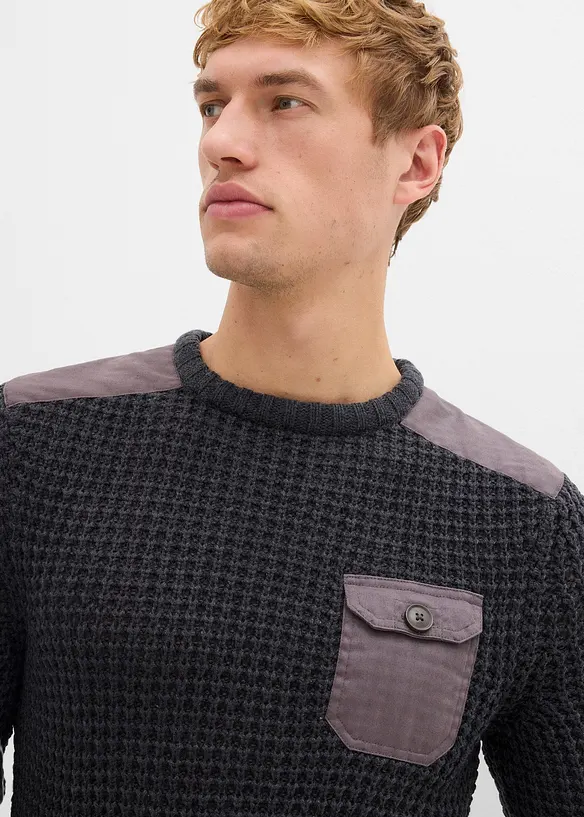 Pull en grosse maille avec poche à rabat, bonprix