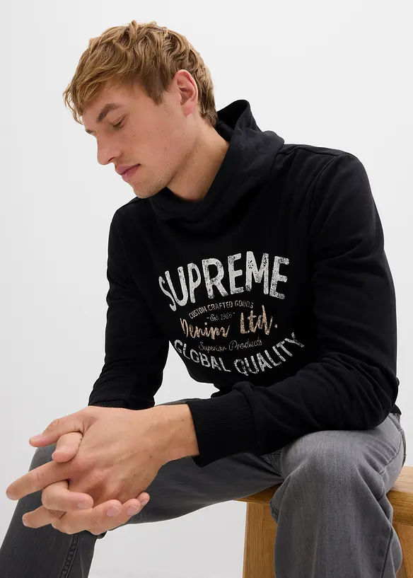 Sweat à capuche doux en coton mélangé, bonprix