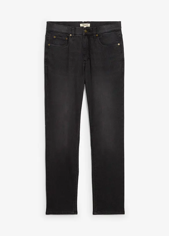 Jean classique en molleton effet denim à taille élastiquée, droit, bonprix