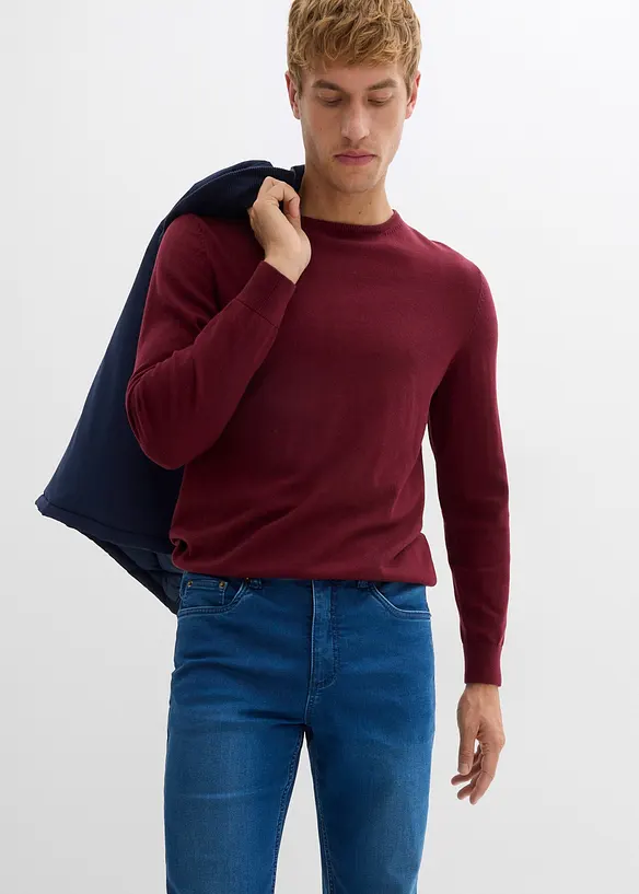 Jean classique en molleton effet denim à taille élastiquée, droit, bonprix