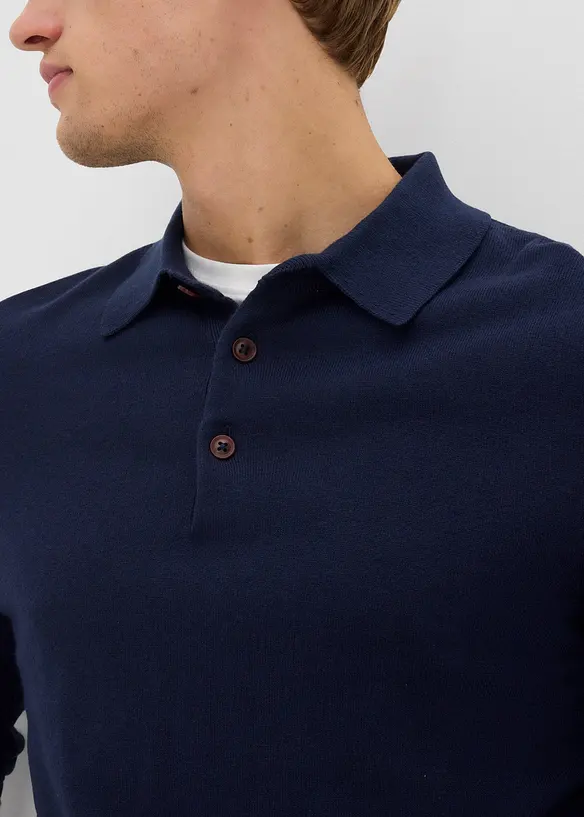 Pull polo en fine maille avec laine mérinos, slim, bonprix