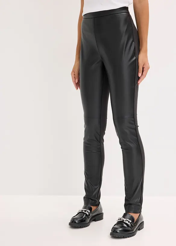 Pantalon bi-matière Punto di Roma et tissu enduit, bonprix