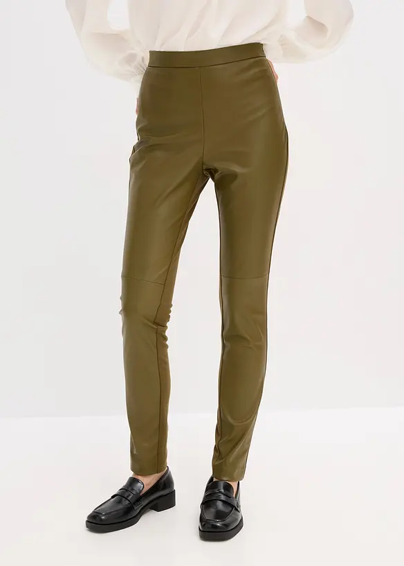 Pantalon bi-matière Punto di Roma et tissu enduit, bonprix