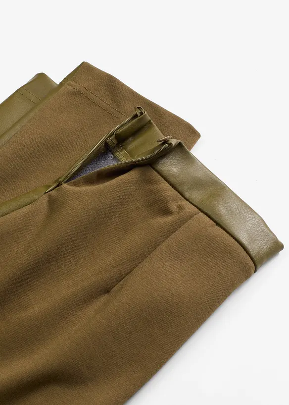 Pantalon bi-matière Punto di Roma et tissu enduit, bonprix