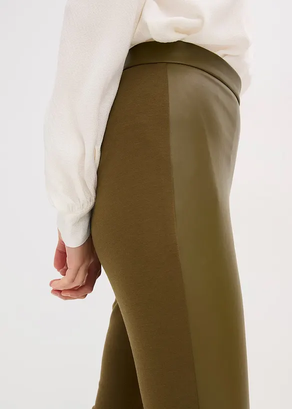 Pantalon bi-matière Punto di Roma et tissu enduit, bonprix