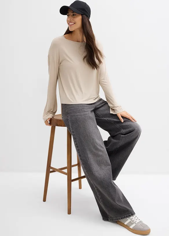 T-shirt fluide et oversize en viscose extensible, bonprix