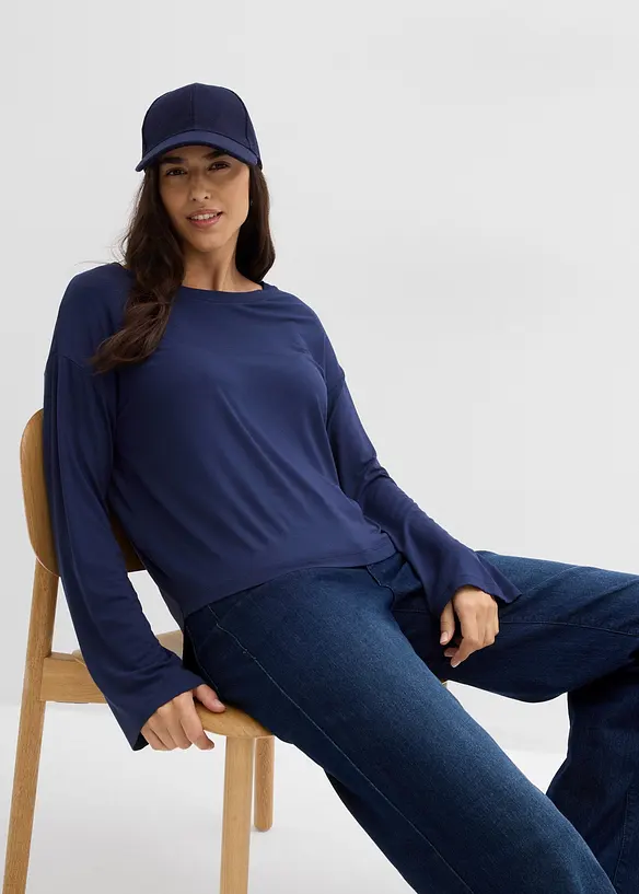 T-shirt fluide et oversize en viscose extensible, bonprix