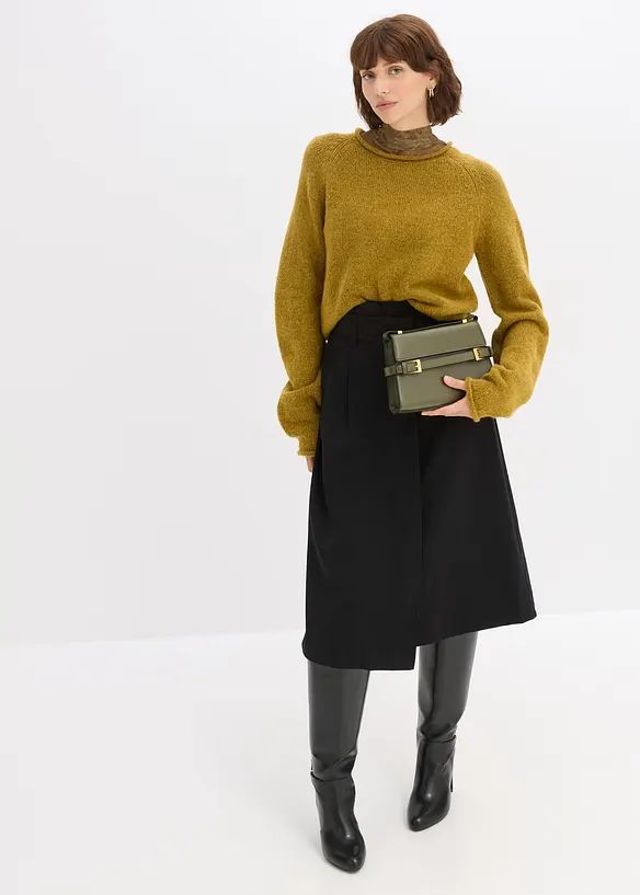 Jupe midi en viscose mélangée, bonprix