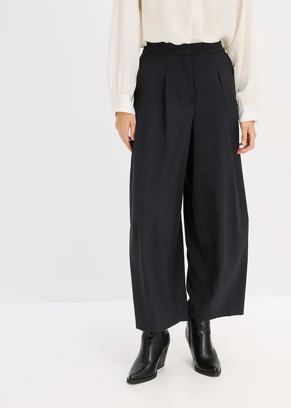 Pantalon barrel en viscose mélangée, bonprix