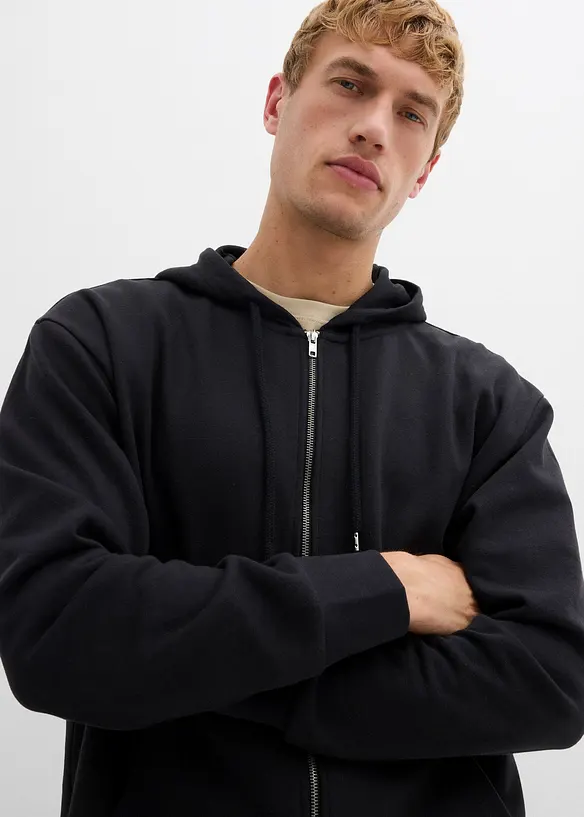 Sweat zippé ample à capuche, bonprix