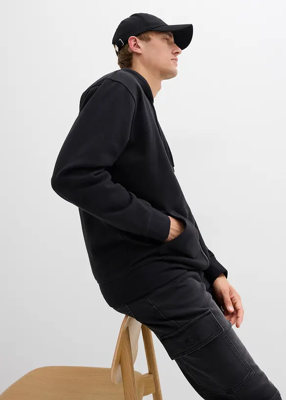 Sweat zippé ample à capuche, bonprix