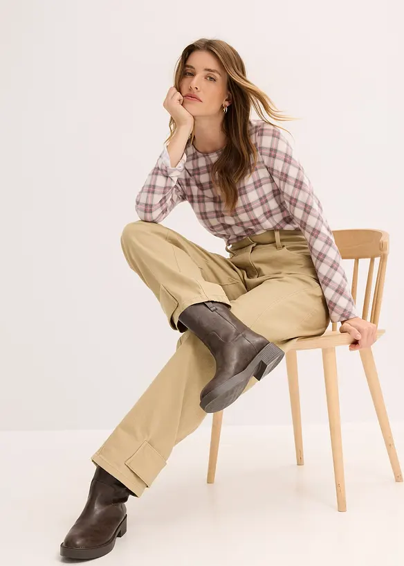 Pantalon en twill, taille haute, bonprix