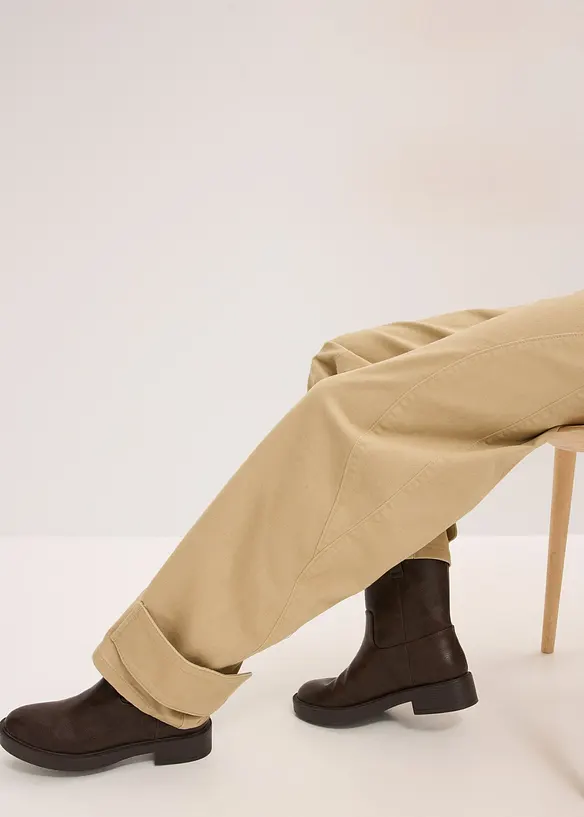 Pantalon en twill, taille haute, bonprix