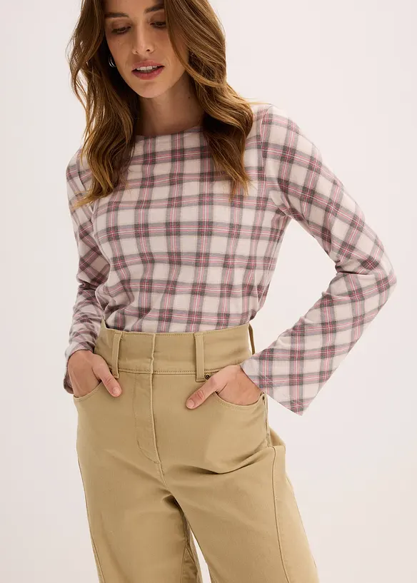 Pantalon en twill, taille haute, bonprix