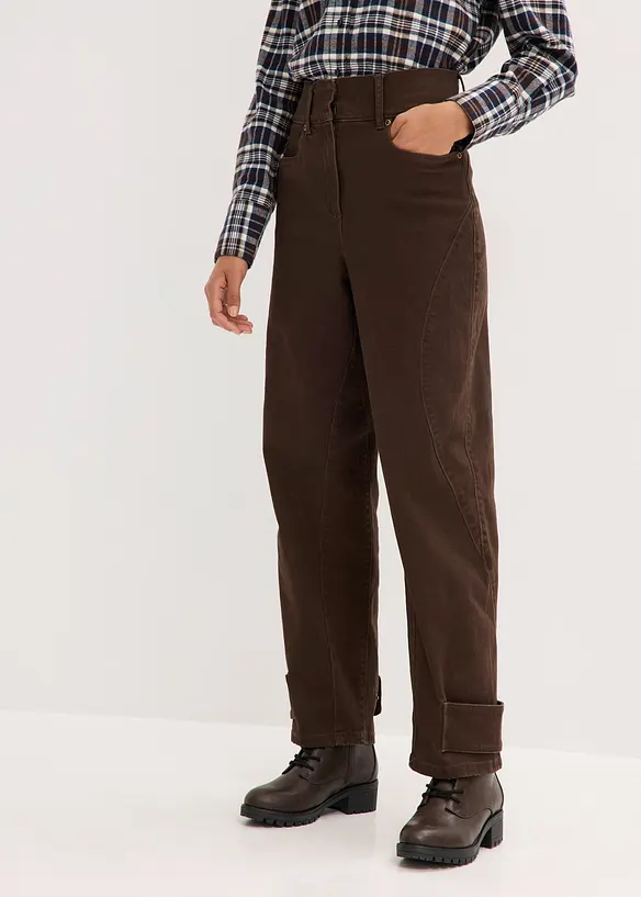Pantalon en twill, taille haute, bonprix