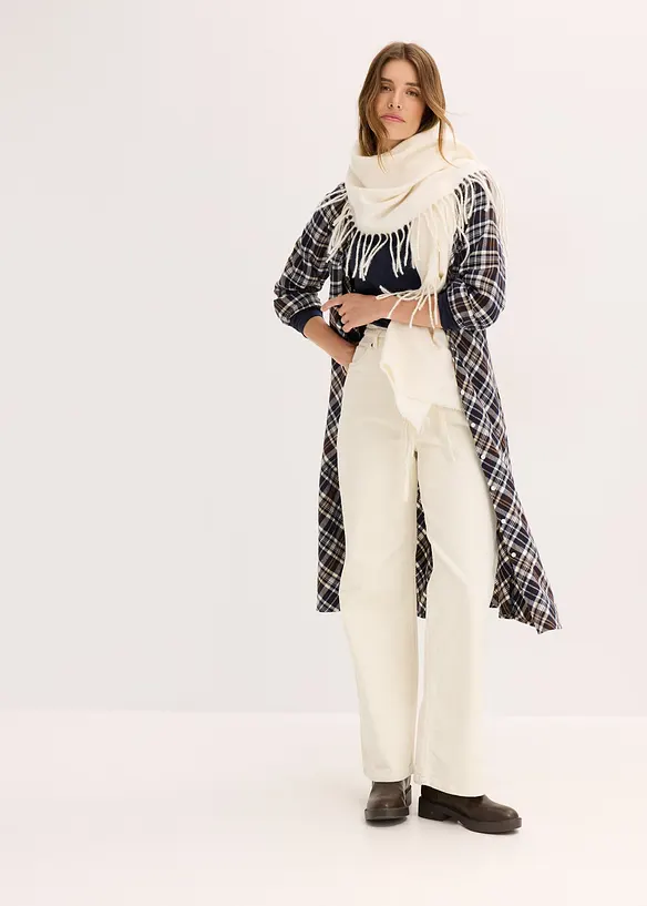 Pantalon large en velours côtelé avec ceinture à nouer, bonprix