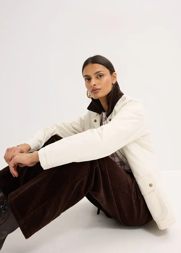 Pantalon large en velours côtelé avec ceinture à nouer, bonprix