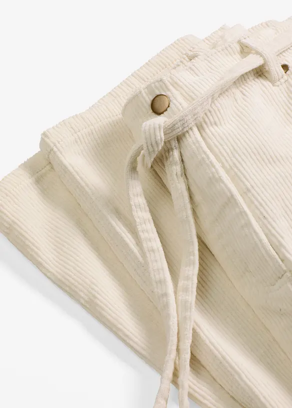 Pantalon large en velours côtelé avec ceinture à nouer, bonprix