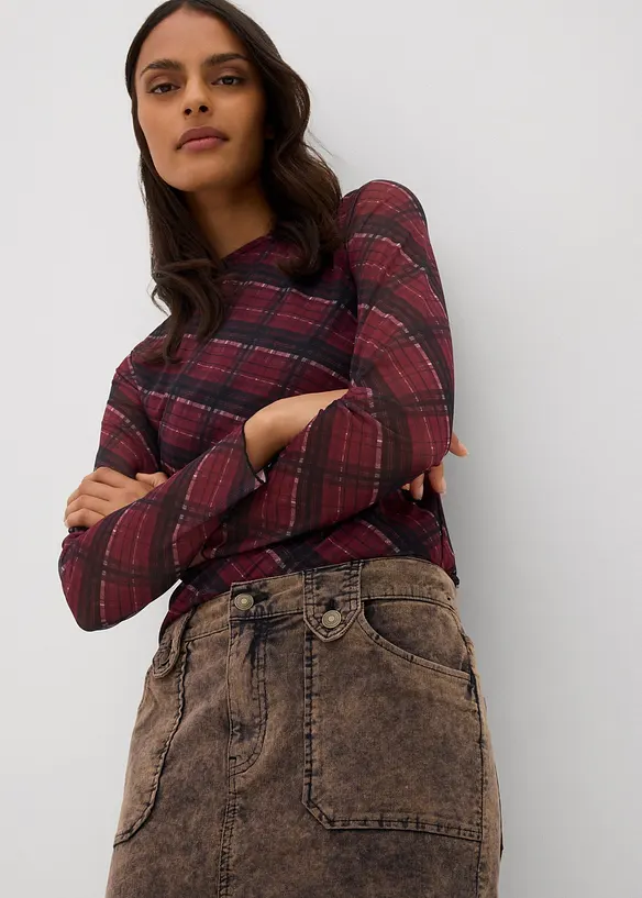 Jupe courte en velours côtelé délavé, bonprix