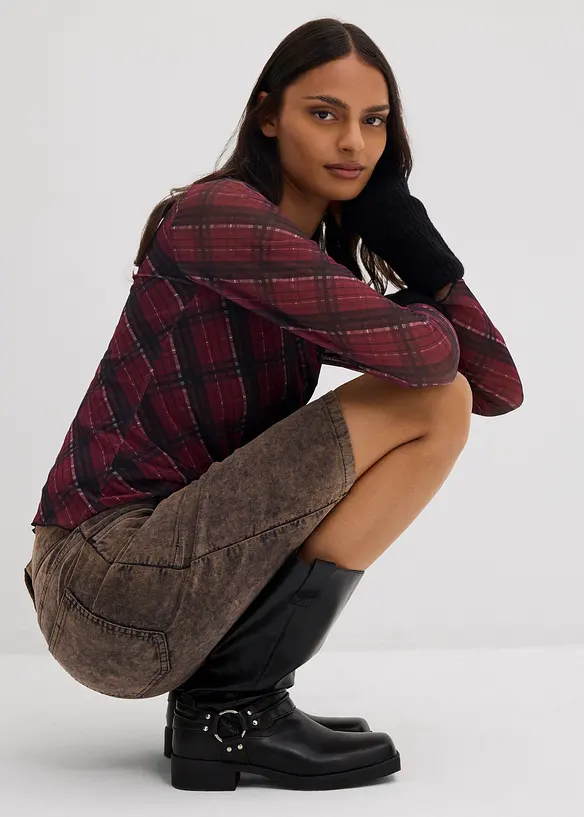 Jupe courte en velours côtelé délavé, bonprix