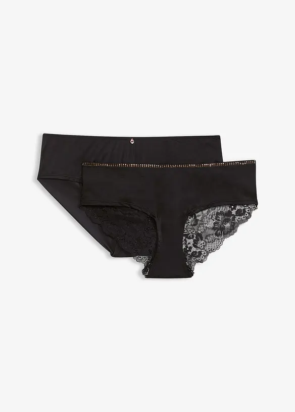 Lot de 2 culottes en dentelle élégante, bonprix