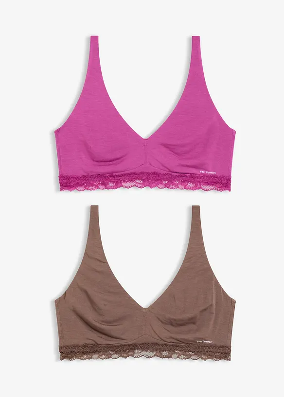Lot de 2 soutiens-gorge bralette Feel Comfort en modal doux, bonprix