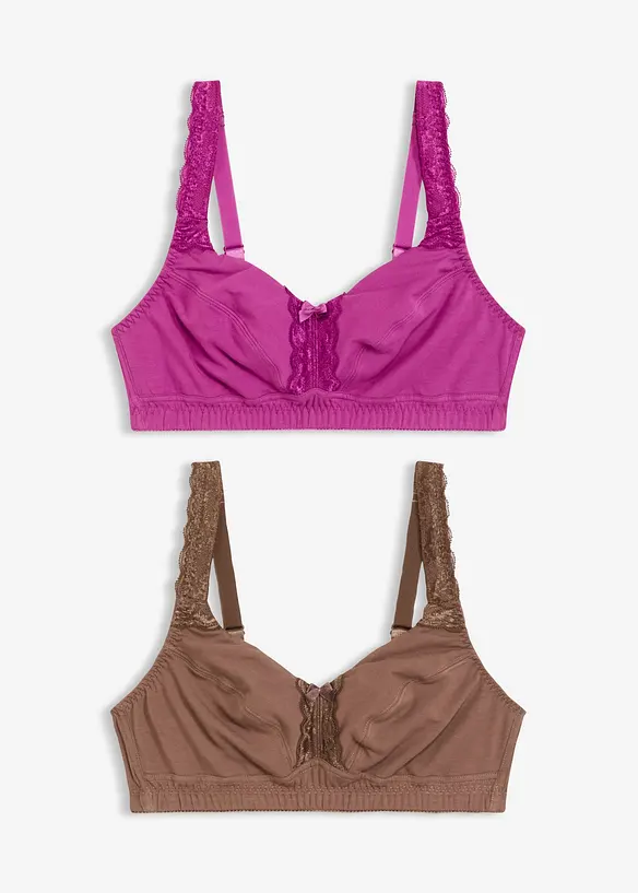 Lot de 2 soutiens-gorge sans armatures, bonprix