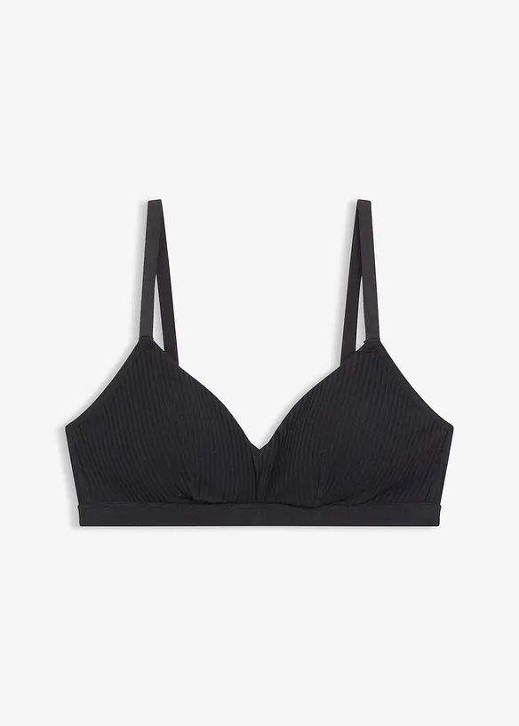Soutien-gorge bralette rembourré, sans armatures, en coton côtelé, bonprix