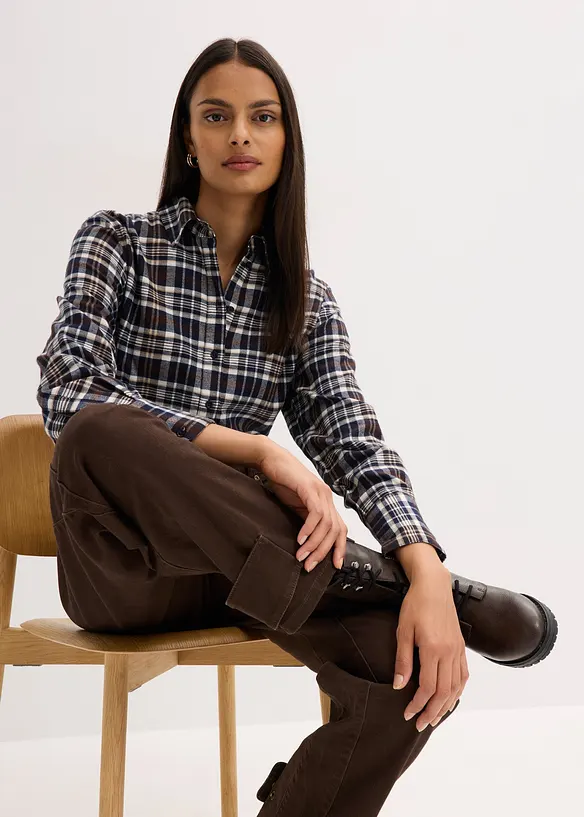 Pantalon en twill, taille haute, bonprix