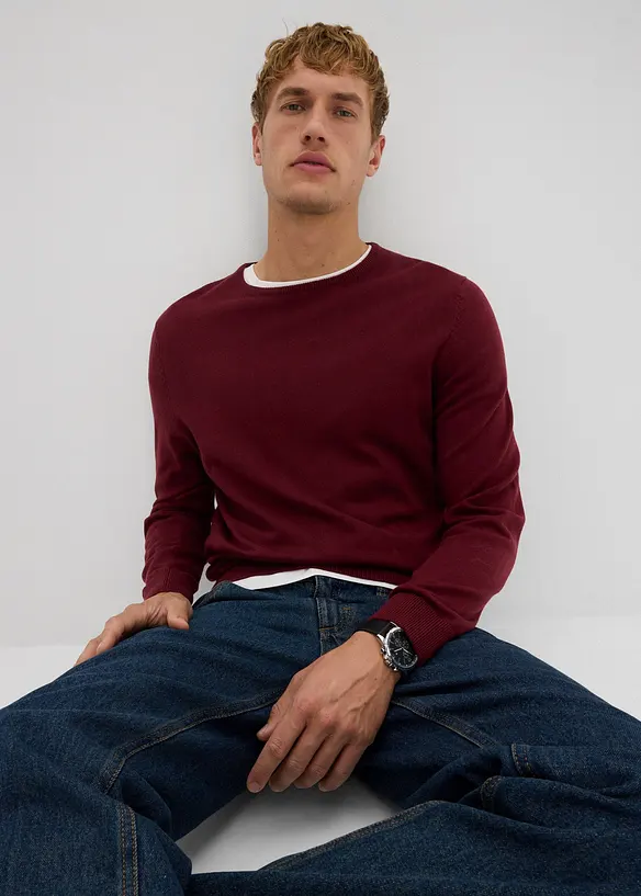 Pull en fine maille avec laine mérinos, bonprix