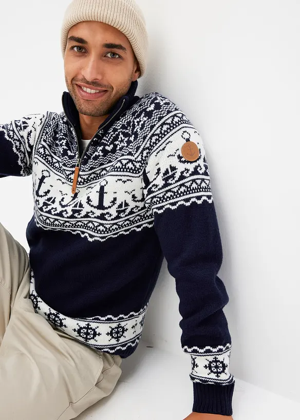 Pull camionneur à motif norvégien marin, bonprix