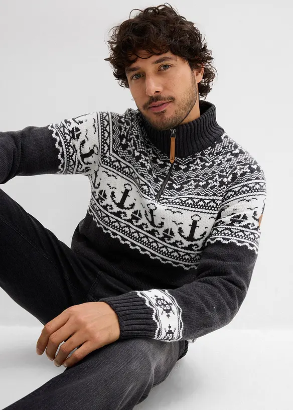 Pull camionneur à motif norvégien marin, bonprix