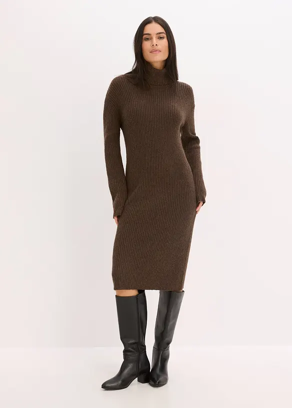 Robe en maille côtelée à col roulé, bonprix