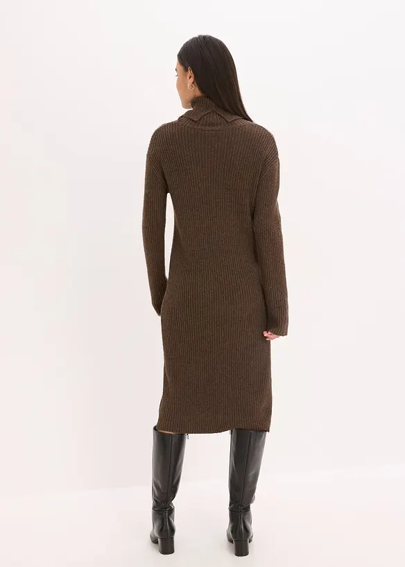 Robe en maille côtelée à col roulé, bonprix