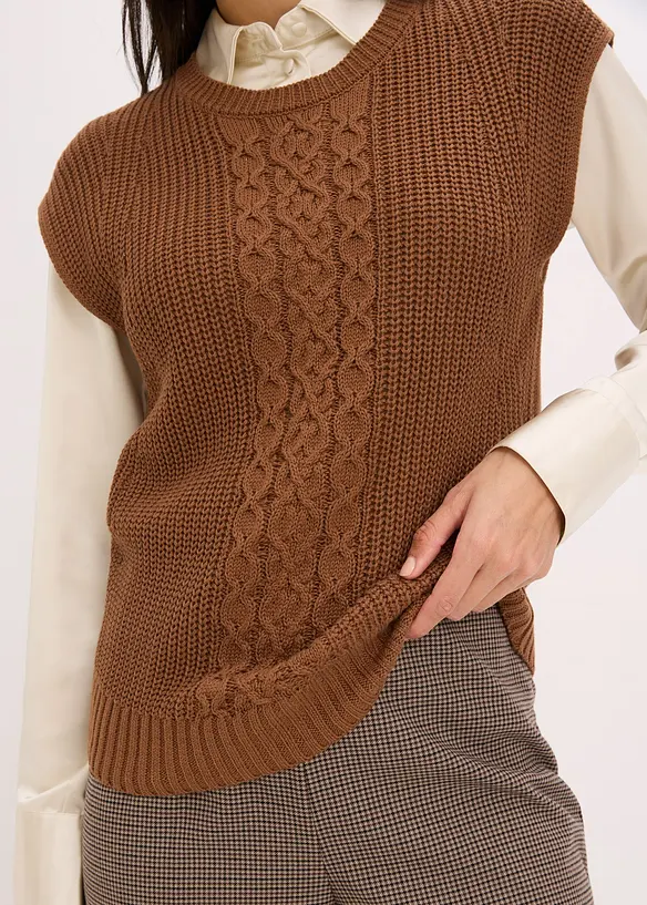 Pull sans manches en coton mélangé, bonprix