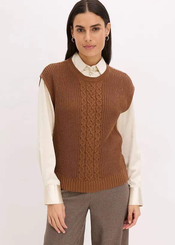 Pull sans manches en coton mélangé, bonprix