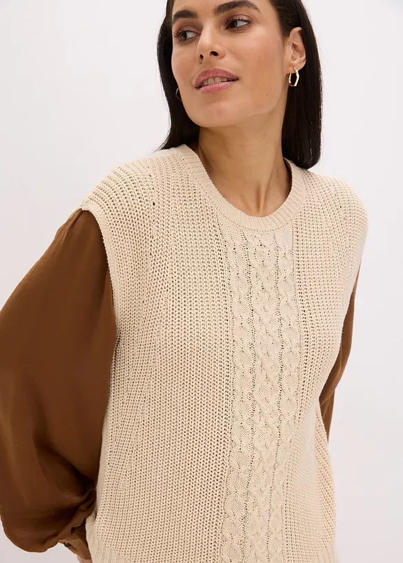 Pull sans manches en coton mélangé, bonprix