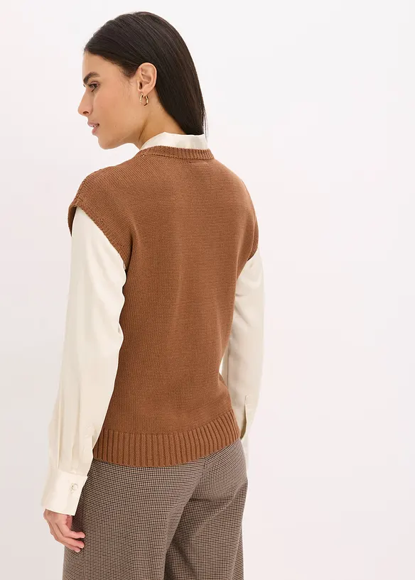 Pull sans manches en coton mélangé, bonprix