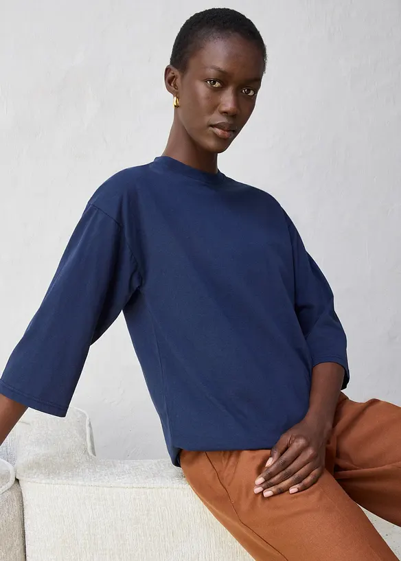 T-shirt coupe trapèze avec soie, bonprix