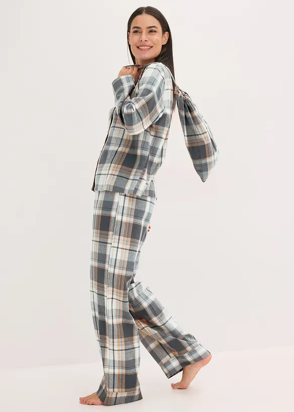 Pyjama tissé en flanelle avec fil lurex et pochette cadeau, bonprix