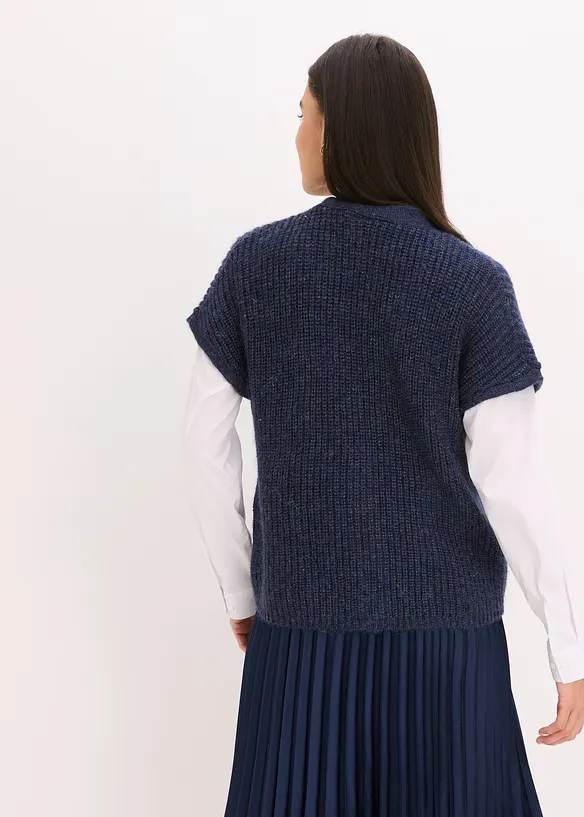 Gilet sans manches en laine mélangée avec boutons décoratifs, bonprix