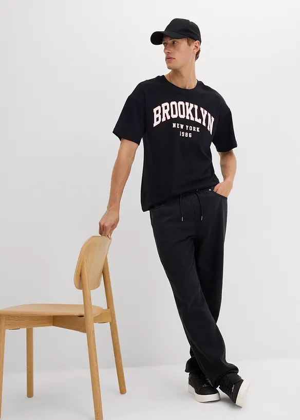 Pantalon taille extensible fuselé en twill 100% coton, bonprix