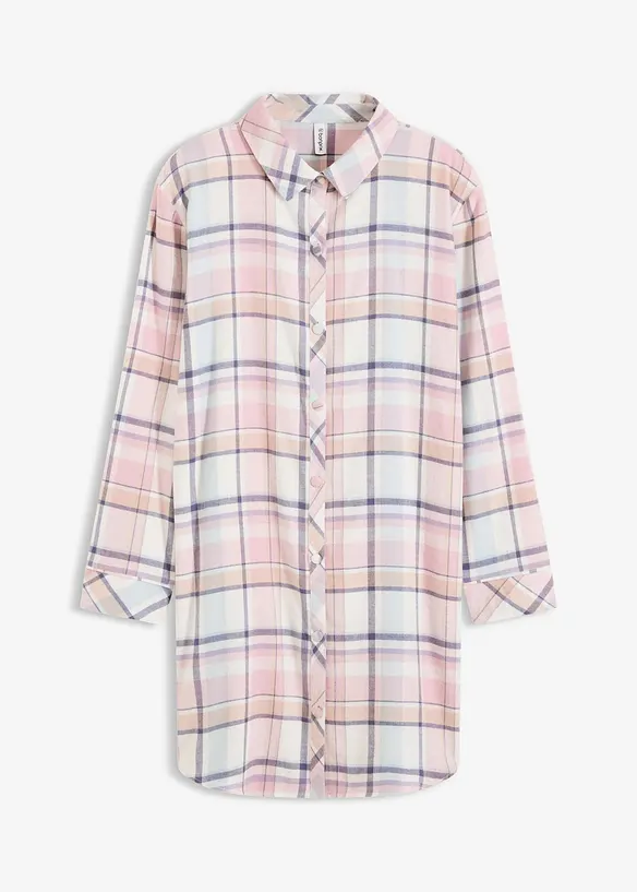 Chemise de nuit tissée en flanelle, entièrement boutonnée, bonprix