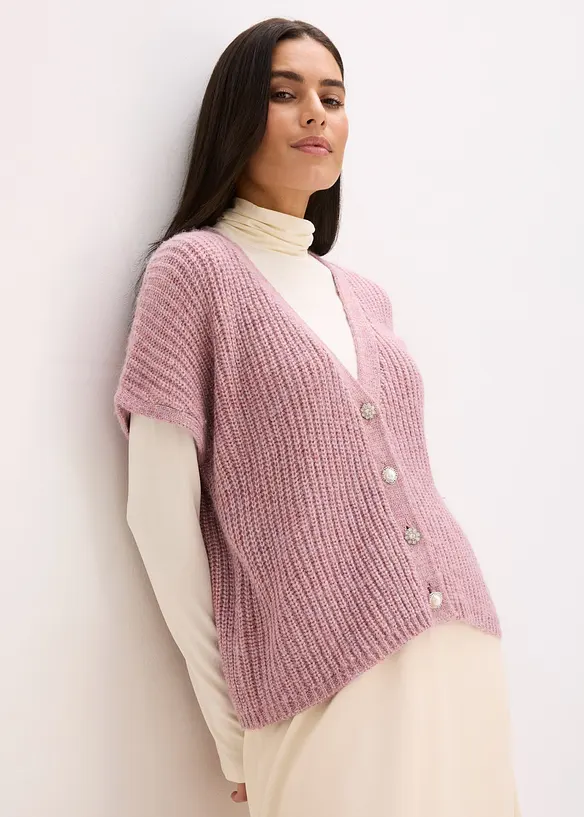 Gilet sans manches en laine mélangée avec boutons décoratifs, bonprix