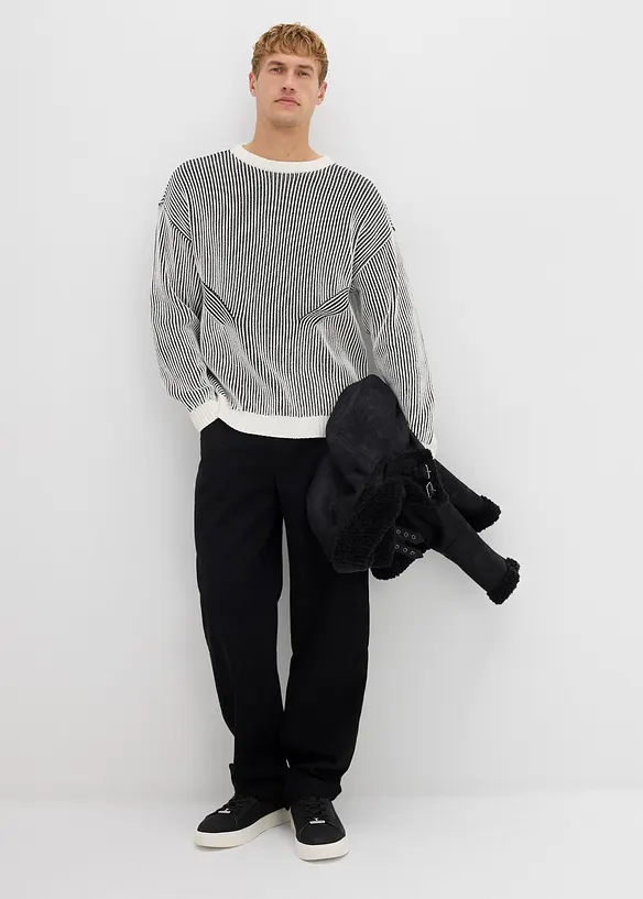 Pull côtelé ample en coton mélangé, bonprix