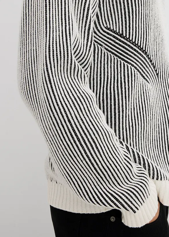 Pull côtelé ample en coton mélangé, bonprix