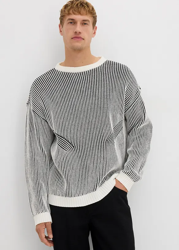 Pull côtelé ample en coton mélangé, bonprix
